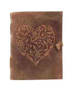 Carnet en cuir véritable pour femmes, magnifique carnet personnalisé fait main en cuir avec couverture en forme de cœur gravé pour le dessin quotidien - Product Image 1