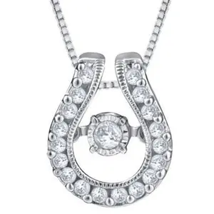 Caoshi pingente com pedra preciosa feminino, colar modelo u desenhado luxuoso de diamante incrustado zircônia cúbica casamento jóias com pingente