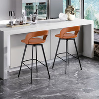 [Peau de vache italienne de qualité supérieure] Tabouret de bar avec structure en acier au carbone rotative, cuir véritable, modèle de luxe léger HD-7350, usage domestique