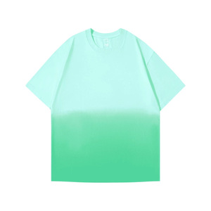 Camisetas de algodón de talla grande para hombre con cuello redondo 100% de alta calidad, lavado de algodón puro y cambio Gradual de Color - Product Image 3