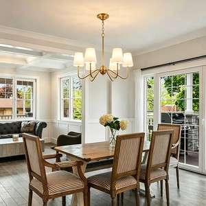 Modern Chandelier Copper Fabric Shade Luxury Decorative <b>Indoor</b> <b>Lighting</b> for Dining Room Living Room Hotel Villa Interior Style - Product Image 1