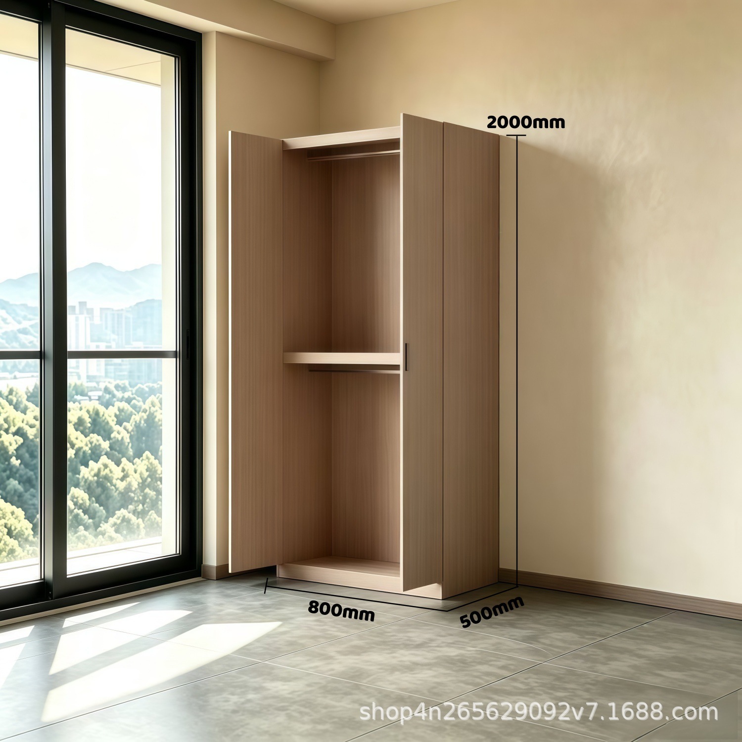 0.8m Two-Door Wardrobe - T1