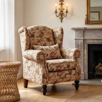 Canapé classique Shinestone avec accents ailes, ensemble floral haut de gamme avec coussins pour hôtel et décoration de loisirs