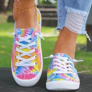 Chaussures de sport en denim multicolores de haute qualité, en forme de bateau, avec lacets arc-en-ciel, respirantes et antidérapantes, en toile. - Product Image 3