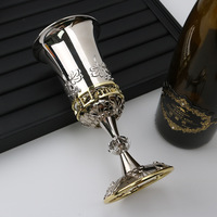 Gobelet en métal sculpté vintage argenté et doré, coupe à vin décorative à long pied pour mariage, banquet, cadeau