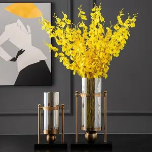 Vaso moderno in metallo oro lucido personalizzato per vaso da fioriera grande da interno in oro grande per arredamento