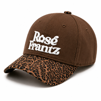 OEM/ODM Amerikaanse brede luipaardprint grote pet kleine hoed met geborduurde gezichtsletters retro sportieve baseballcap gouden koperen gesp