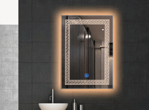 Espejo Rectangular LED para Baño, Marco <span class=keywords><strong>Dorado</strong></span>, Montado en la Pared, Retroiluminado, Regulable al Tacto, Espejo de Vanidad para <span class=keywords><strong>Hotel</strong></span>, Dormitorio, Espejo <span class=keywords><strong>Dorado</strong></span> para Baño - Product Image 2