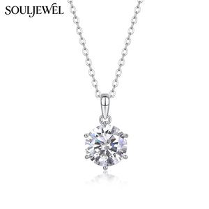 Collier de luxe avec pendentif en moissanite taille brillant, en argent sterling S925 plaqué rhodium, serti griffe, idéal pour fiançailles, mariage, cadeau, bijoux - Product Image 4
