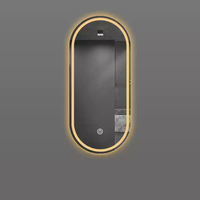 Miroir LED ovale au design personnalisable, avec fonction anti-buée en un clic en option, pour salle de bain