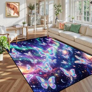 Tapis antidérapant lavable en forme de papillon coloré arc-en-ciel, pour salon, chambre à coucher, chambre <span class=keywords><strong>d</strong></span>'enfant, couloir, <span class=keywords><strong>d</strong></span>écoration intérieure de la maison - Product Image 2