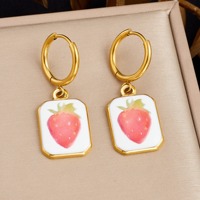 Franse verse polygoon hanger oorbelgespen handgeschilderde emaille tulp vis fruit decoratieve oorbellen vintage sieraden