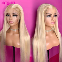 Perruques en cheveux humains brésiliens bruts, blonds 613, ultra-lisses, 30 pouces, avec closure 4x4 et lace front, pour femmes noires, vente en gros