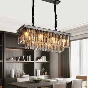 2023 Baru Modern Klasik Mewah Logam Besi Tempa Bingkai Kristal Amerika Lampu Chandelier Perlengkapan untuk Dekorasi Rumah K9 Emas Hitam