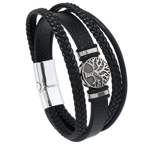 <span class=keywords><strong>Bracelet</strong></span> en cuir à fermoir <span class=keywords><strong>magnétique</strong></span> avec motif arbre de vie, style décontracté/sportif, cadeau pour <span class=keywords><strong>homme</strong></span> - Product Image 3