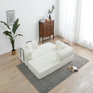 Adjustable Cushion Back Sleeper <b>Sofa</b>, Corduroy Polyurethane Upholstered Foldable Compressed Sectional Couch for Apartment <b>Office</b> - Product Image 3