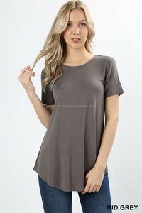 Breathable Cotton Short Sleeve Round Neck Tunic Tee Shirt <b>Tops</b> for Women Latest t Shirt for Women with Custom Printing Service - Product Image 5