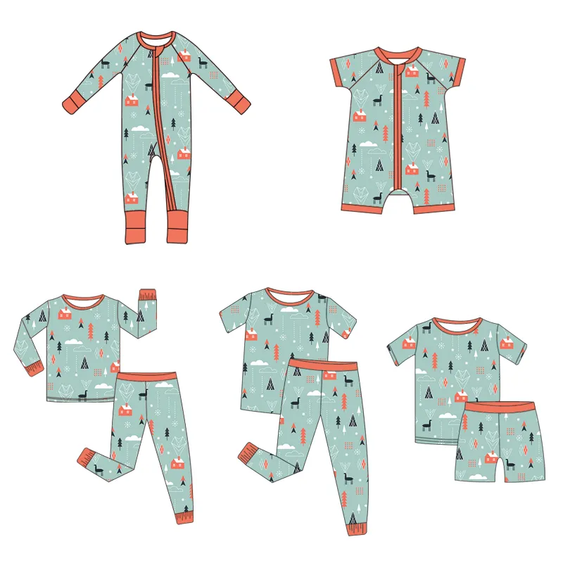 Personalizado recién nacido bebé orgánico 95% bambú 5% Spandex mamelucos ropa niño chico pijamas ropa de dormir para bebé