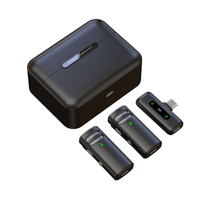 Wireless Lapel Microphone with Battery Compartment Long-lasting Wireless Microphone for Short Video Recording and Live Streaming
