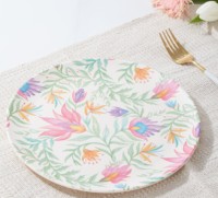 Assiettes de table biodégradables en bambou, 24 pièces, sans BPA, fibre de bambou naturelle, assiettes/plats à Pizza, vaisselle à Dessert