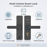 Poignée de porte en bois avec serrure sans clé, application Tuya TTLock, serrure intelligente biométrique à empreintes digitales, WiFi Cloud, alliage d'aluminium pour les États-Unis