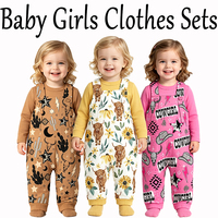 Combinaison pour bébé fille ODM/OEM, personnalisée, imprimée style western, à manches longues, ensemble de vêtements pour enfants, ensembles printemps-automne pour filles