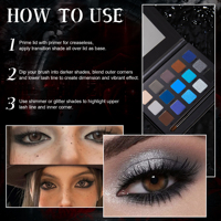 Palette de fards à paupières gothiques sombres 15 couleurs, maquillage d'Halloween, fini mat, scintillant, haute pigmentation, végan, waterproof, professionnel, OEM