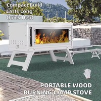 Poêle de camping portable en acier inoxydable à bois avec tuyaux de cheminée, chauffage de sauna extérieur, four de fête pour tente et barbecue
