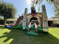 Jurassic Island Dino Jumping Castle Gonflable Bouncer Dinosaur Bounce House Avec Double Lane Slide Air Blower