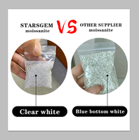 Starsgem Mozanit Yuvarlak Şekil Parlak 2.0mm 5ct/torba Toptan Fiyat DEF berrak Beyaz Gevşek Mozanit Taşı Takı İçin
