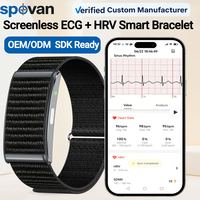 Logo Kustom Android IP68 Tahan Air Tanpa Layar ECG HRV Band Unisex Pelacak Kebugaran & Aktivitas Detak Jantung Oksigen Darah SDK