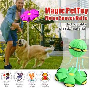 Interaktives Hundezubehör Outdoor-Sport Kauen Haustier Hundespiele fliegende UFO-Magische Kugeln Dekompressions-Tellerball Hundespindelball - Product Image 2