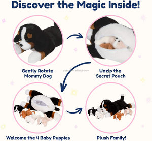 Peluches de Perro - Mamá <span class=keywords><strong>Bernese</strong></span> con 4 Cachorros en su Vientre, Súper Suave, Lavable, Imaginativo, para Niños - Product Image 4