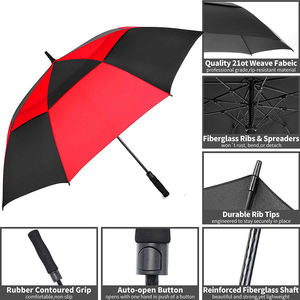 150cm Extra Large Surdimensionné à Double Auvent Air Ventilé Coupe-Vent <span class=keywords><strong>Auto</strong></span> Open Parapluie De Golf - Product Image 5