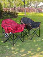 Chaise de camping pliante en métal, style minimaliste italien, portable, rembourrée, double couche, surdimensionnée, pour l'extérieur