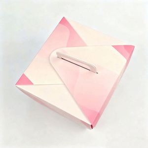 Hot Sale Pink Custom Printed Logo Food Grade Art <b>Paper</b> Cake Box With Handle - Product Image 2