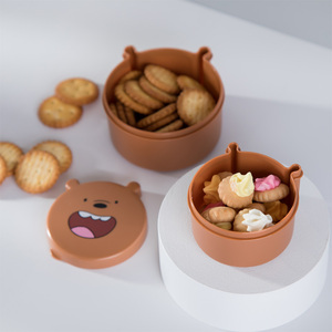 Contenedores de Aperitivos <span class=keywords><strong>para</strong></span> Niños con Diseño de Oso de Dibujos Animados, Paquete de 3, Libres de BPA, Apilables, de Grado Alimenticio, a Prueba de Fugas, Loncheras Redondas <span class=keywords><strong>para</strong></span> la Escuela y Picnic - Product Image 2