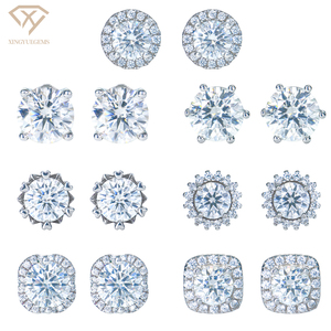 เครื่องประดับเงินแท้ 925 รับรองโดย GRA สำหรับผู้หญิง รูปทรงกลม/เกล็ดหิมะ/สี่เหลี่ยม/ดอกทานตะวัน ประดับเพชร VVS ชุบโรเดียม ต่างหูแบบเกลียว - Product Image 2