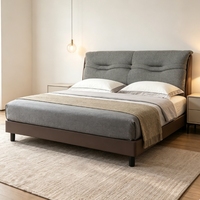 Lit en cuir véritable italien minimaliste écologique, style moderne et luxueux, pour chambre à coucher ou villa, grand lit