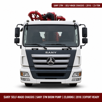 Pompes à béton sur châssis Sany 37m d'occasion, modèle 2018, stock de flotte 23T, exportation Chine
