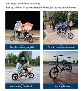 Vélo <span class=keywords><strong>tandem</strong></span> pliable léger à <span class=keywords><strong>trois</strong></span> <span class=keywords><strong>places</strong></span> pour adultes, loisirs et tourisme, 7 vitesses, pédales ordinaires, roues de 20 pouces - Product Image 6