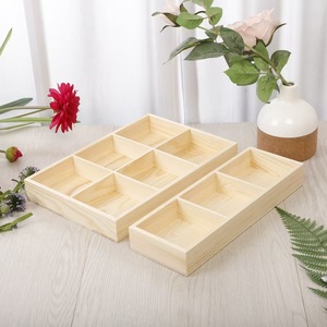 Wooden <b>Storage</b> <b>Tray</b> Rectangle 2-3 Compartments Multifunction Home Desktop Organizer Unfinished Solid Wood Plant Rack - Product Image 3
