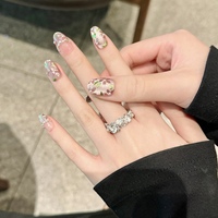 Diseño #22 #25 #29 alta calidad hecho a mano 10 Uds Prensa en uñas lujo pintura a mano flor Acrílico grueso uñas artificiales conjunto