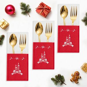 Hot-selling Elegant Felt Knife Fork Cover Cutlery Bag <b>Table</b> <b>Decoration</b> Dinnerware Pouch for <b>Christmas</b> Party or Festival Dinner - Product Image 4