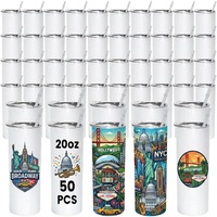 Gobelets isothermes fins en acier inoxydable de 20 oz, vierges pour sublimation, avec couvercle coulissant, pour tasses de fête personnalisables