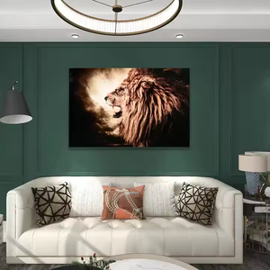 لوحة زجاجية مخصصة بالجملة بتصميم أسد ثلاثي الأبعاد، فن حديث للتعليق على الجدران الأفقية، فن B&C، لوحة مستطيلة للعام الجديد مقاس 40×60-80×120 - Product Image 5