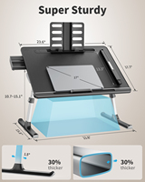 Table de lit pour ordinateur portable, réglable, bureau de lit pour ordinateur portable, extra large, super stable, support pliable pour ordinateur portable