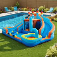 Toboggan aquatique gonflable d'été pour enfants avec château gonflable et toboggan, en PVC, capacité 500 kg