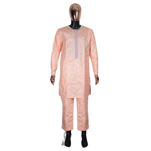 Vêtements africains pour hommes, ensemble traditionnel Bazin Riche brodé, haut à manches longues, ensemble <span class=keywords><strong>3</strong></span> <span class=keywords><strong>pièces</strong></span>, Abaya musulmane pour hommes, Thobe - Product Image 2