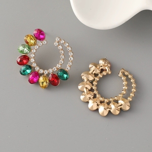 2026 Vintage Schwarz-Grüne Emaille Vergoldete Zinklegierung Schlangenform Ohrstecker Trendiger Strass-Schmuck - Product Image 6